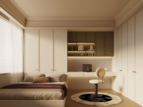 法式复古榻榻米卧室su模型