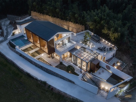 现代民宿 乡村民房 客栈 农村自建房su模型