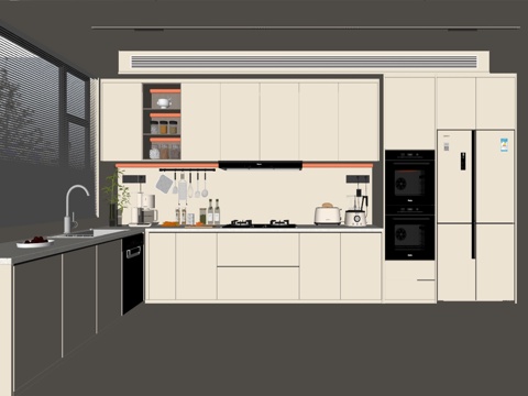 现代风格 厨房橱柜su模型
