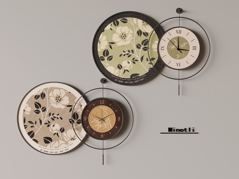 中古风钟表时钟 创意装饰挂钟su模型