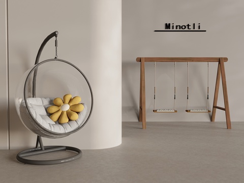  秋千椅吊篮椅抱枕 休闲椅摇篮椅3d模型 