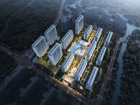 现代小区建筑 小区规划 高层住宅su模型