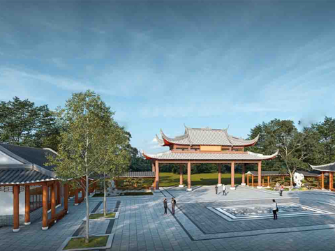 中式古建筑  牌坊su模型