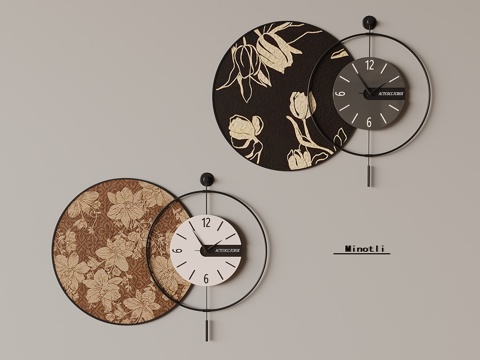 中式钟表时钟挂钟 创意装饰挂钟su模型