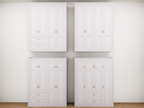 美式衣柜组合 美式衣柜柜门 非转角 木材 成人 衣柜门su模型