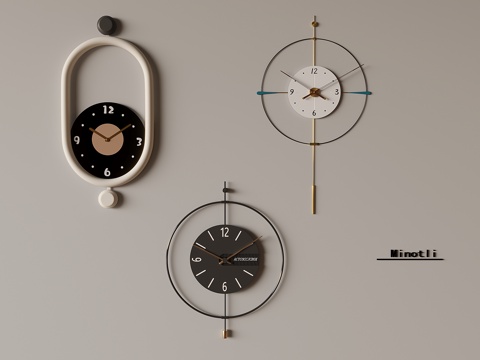 意式钟表时钟挂钟 创意装饰挂钟su模型