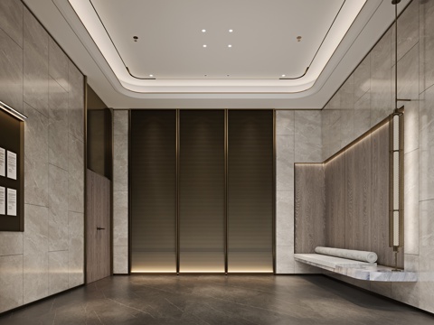 现代小区入户大厅su模型