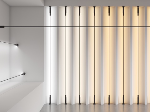 现代洗墙灯 灯带 天际线灯 线型灯 钢丝灯带 钢带灯su模型