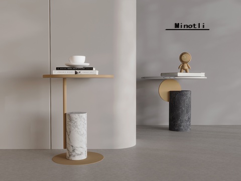 意式创意茶几圆几 边几角几su模型