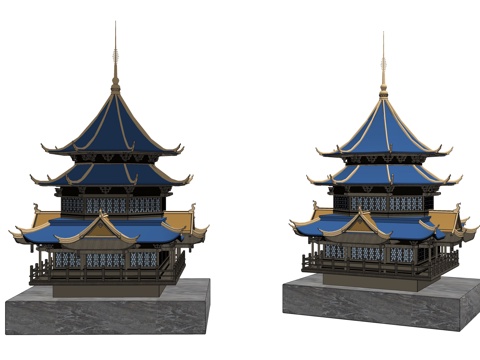 中式古建筑 单体建筑su模型