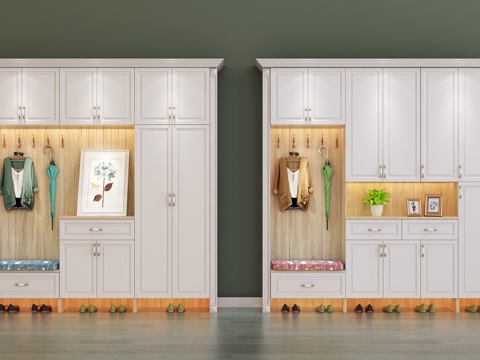  现代简欧风格多功能鞋柜组合3d模型 