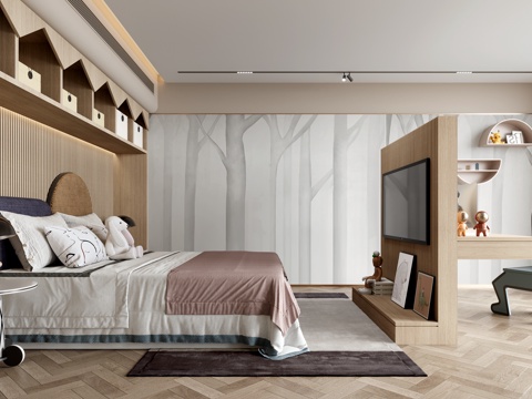  卧室带书房3d模型 