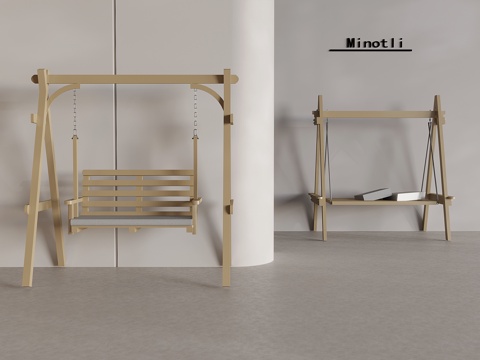  实木秋千椅吊椅 休闲椅3d模型 