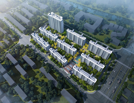 现代小区建筑 小区规划 高层住宅su模型