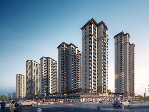 现代风格多层高层小区su模型