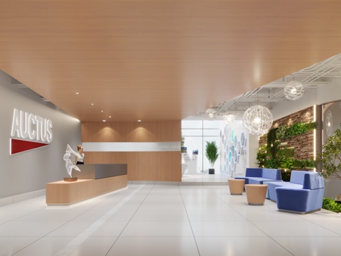  现代接待大厅现代前台3d模型 