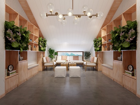  北欧酒店客房民宿大厅吧台3d模型 