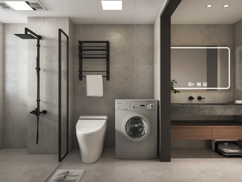  中古卫生间 干区3d模型 