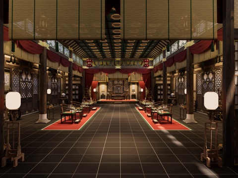 中式古建筑 明清家装古建筑 会客厅 大堂 接待厅 议事厅 宴su模型