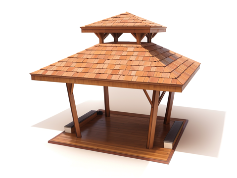 凉亭su模型