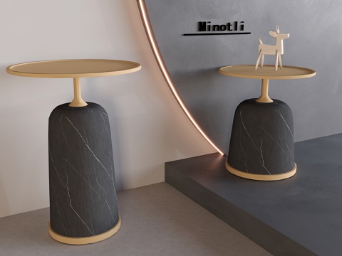 北欧实木茶几圆几 边几角几su模型