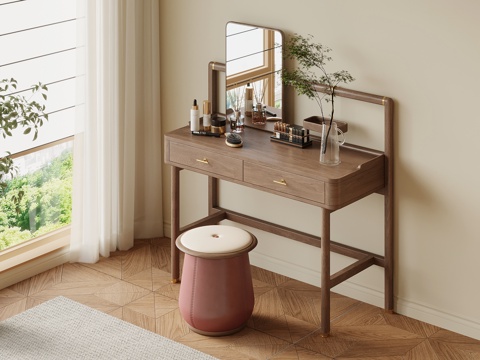 新中式梳妆台su模型