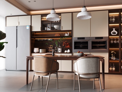  美式家居餐厅3d模型 