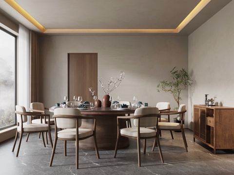  侘寂中古包间 包房 包厢3d模型 