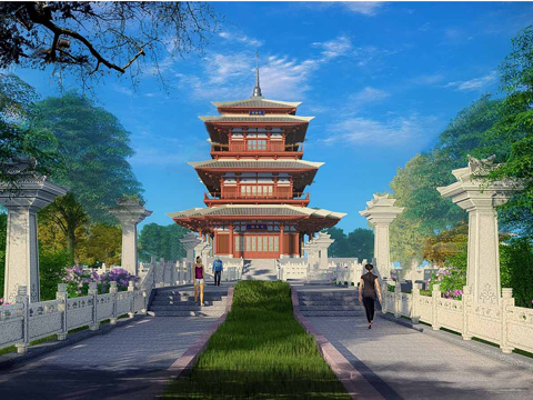 中式古建  中式古塔su模型