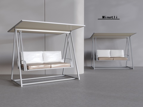 现代秋千椅吊椅 休闲椅坐垫靠背su模型