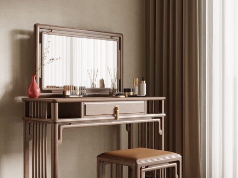 新中式梳妆台su模型