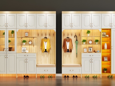  现代简约风格 多功能 鞋柜组合3d模型 