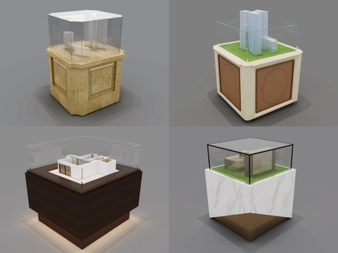  简欧展柜展台 展示柜 展台 陈列柜 沙盘 售楼处展示柜3d模型 