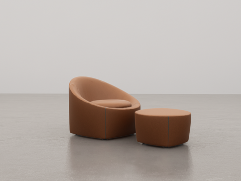 单人皮质休闲椅su模型