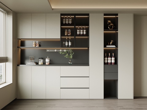 现代意式酒柜 餐边柜su模型