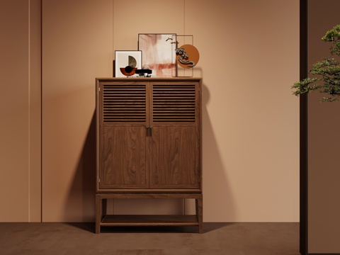 新中式玄关柜 端景柜 边柜su模型