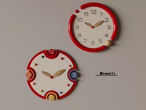 卡通钟表时钟挂钟 创意装饰挂钟su模型