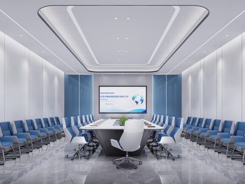 现代会议室  科技网红su模型