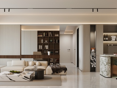 现代意式客餐厅 高级灰客餐厅 横厅客餐厅 轻奢意式客餐厅su模型