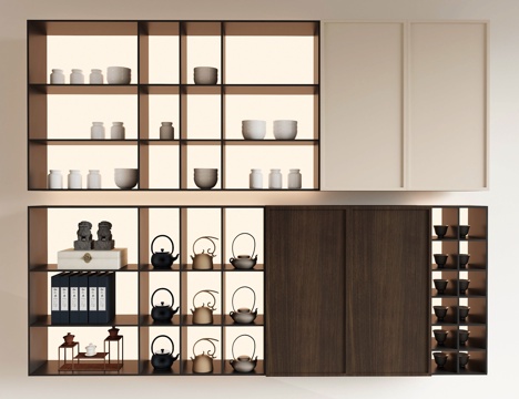  现代置物架 装饰架 茶室架 壁柜 吊柜3d模型 
