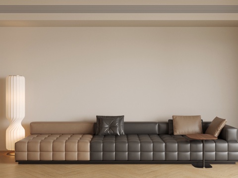 意式三人沙发 客厅沙发 复古风多人沙发 皮革多人沙发 黑色沙su模型