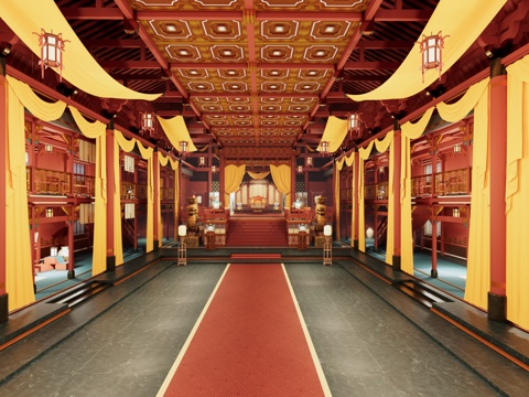 中式古建筑 故宫博物馆 影视剧场道具 上朝朝拜 古代皇宫宫殿su模型