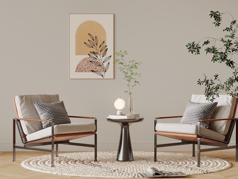 现代简约休闲椅 边几su模型