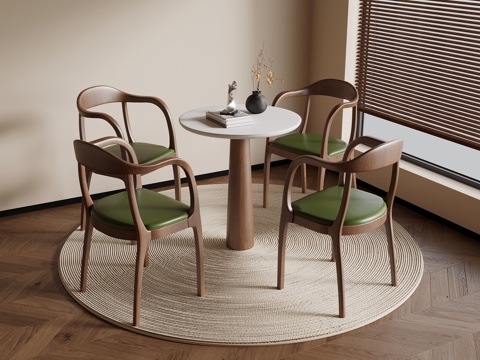 法式中古风洽谈桌椅su模型