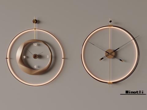  轻奢钟表时钟挂钟3d模型 