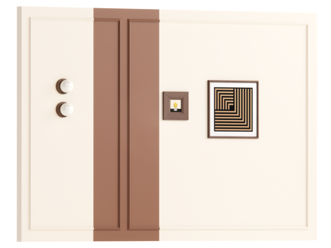 复古中古风背景墙 沙发背景墙su模型