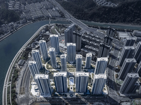 现代小区建筑  小高层住宅 小区建筑鸟瞰su模型