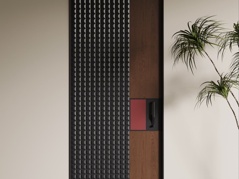 新中式单开门 木门 大门 防盗门su模型