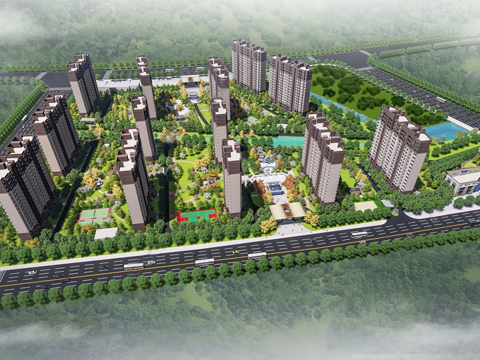 现代小区建筑  高层住宅 小区建筑鸟瞰su模型