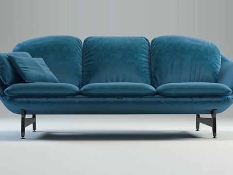 现代休闲沙发 布艺沙发 沙发 抱枕su模型